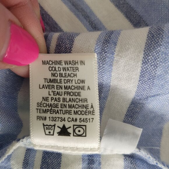 Bella Dahl Anthropologie Striped Linen Blend Halter Top Womens Size XS Blue - Picture 8 of 8